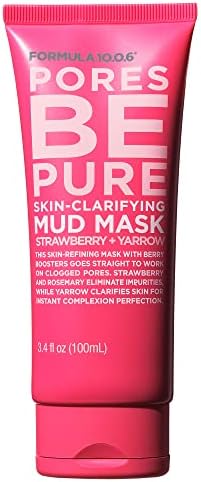 Formula 10.0.6 - Pores Be Pure Skin-Clarifying Mud Mask - Purifying Mud Mask, Unclogs Pores, Removes Impurities for Clear Skin, Vegan, Paraben-Free, Sulfate-Free & Cruelty-Free, 3.4 Fl Oz