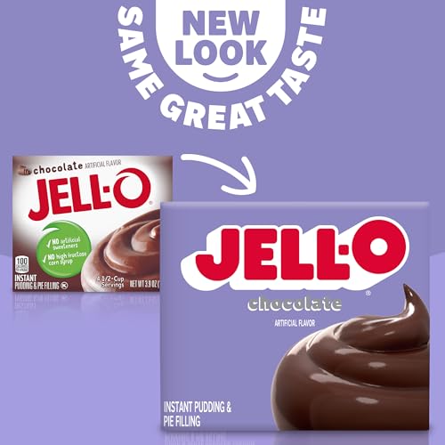 Image of Jell-O Instant Pudding & Pie Filling Mix, Chocolate Flavor, Smooth & Creamy Dessert for Baking, Pies & No-Bake Recipes, 3.9 oz (Pack of 24)