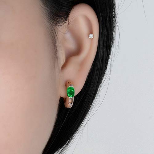 Daesar 18K Rose Gold Earrings For Women, Oval 1Ct Emerald Earrings Jewelry Hoop Earrings Rose Gold #TOP5