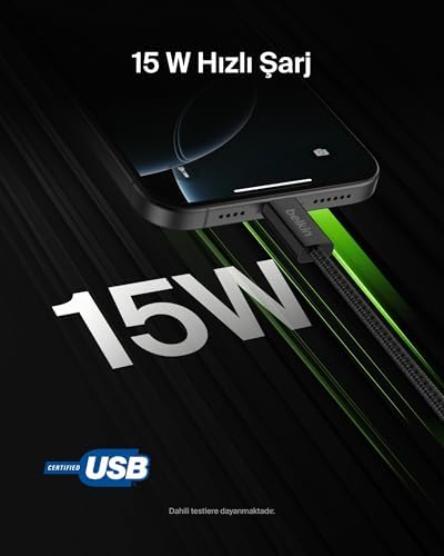 Belkin 2'li Örgülü USB-A - USB-C Kablo, 1,5 m, 15 W, Yumuşak, Esnek ve Hızlı Şarj Kablosu, iPhone 17 ve 16 Serisi, Galaxy S25, Pixel 10, iPad Pro ve Daha Fazlasıyla Uyumlu, Siyah - Görsel 3