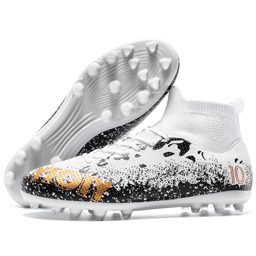 Unisex-Child Soccer Cleats High-top Youth Football Training Shoes2