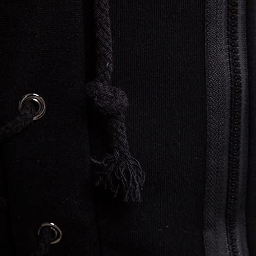Lu's Chic Men's Side Zipper Hoodie Cotton Designer Asymmetric Thermal Fashion Steampunk Lace Up Strappy Hooded Sweatshirt4