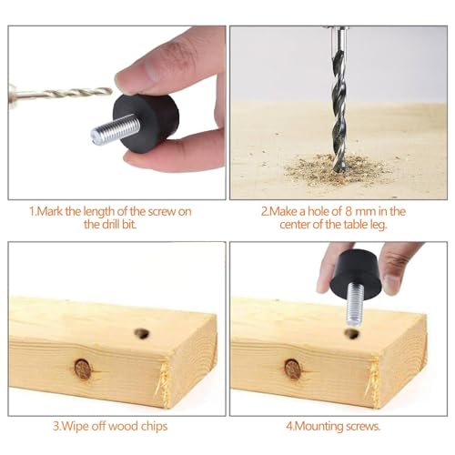 MOROBOR Möbelnivellierer aus Gummi mit M8-Gewinde, 12 Stück, Möbelnivellierer, verstellbare Möbelnivellierer, Tischstuhlfüße, Gleiter für Tisch, Stuhl, Schrank