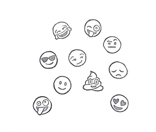 Grading with Emojis - Hand Carved Rubber Stamp Set Gift for Teachers 1/2x1/2 inches