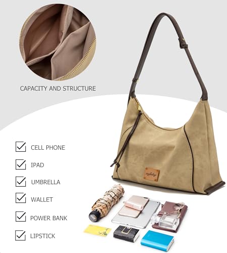 Image of myfriday Women PU Hobo Crossbody Bag, Coin Purse, 2 Straps Shoulder Purse | Anti-scratch PU, center divider, zipper pocket and coin pouch organize cosmetics, wallet and phone for commute or dates