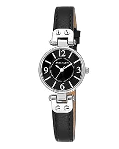 Anne Klein Schwarze Lederarmbanduhr