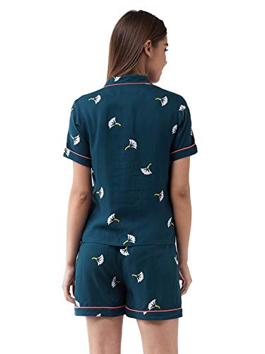 Image of Miss Chase Viscose Women's Collared Short Sleeves Printed Regular Top & Shorts Pajama Set