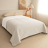 TIANSHU 防水ベッドカバー マルチカバー ペットマット ソファパッド かけるだけ 大判 撥水加工 リバーシブル 洗える 速乾 防ダニ 汚れ防止 爪とぎ防止 プロテクター 滑り止め 犬猫 おねしょ 尿失禁対策 介護用 ベビー 高齢者 ペットスペース カウチ ソファー ベッド 寝椅子 床に適用(137×208cm,アイボリーホワイト)