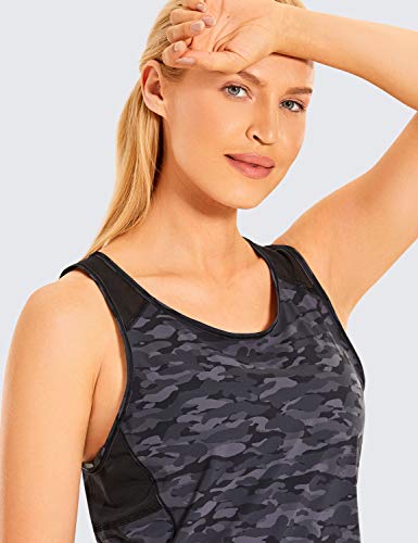 image for CRZ YOGA Women's Breezy Feeling Mesh Yoga Tank Tops Quick Dry Workout 