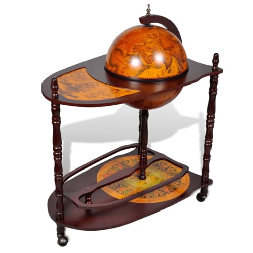 CHARMMA Globe Bar Wine Stand Eucalyptus Wood Freestanding,Wine & Spirit Cabinets-240699