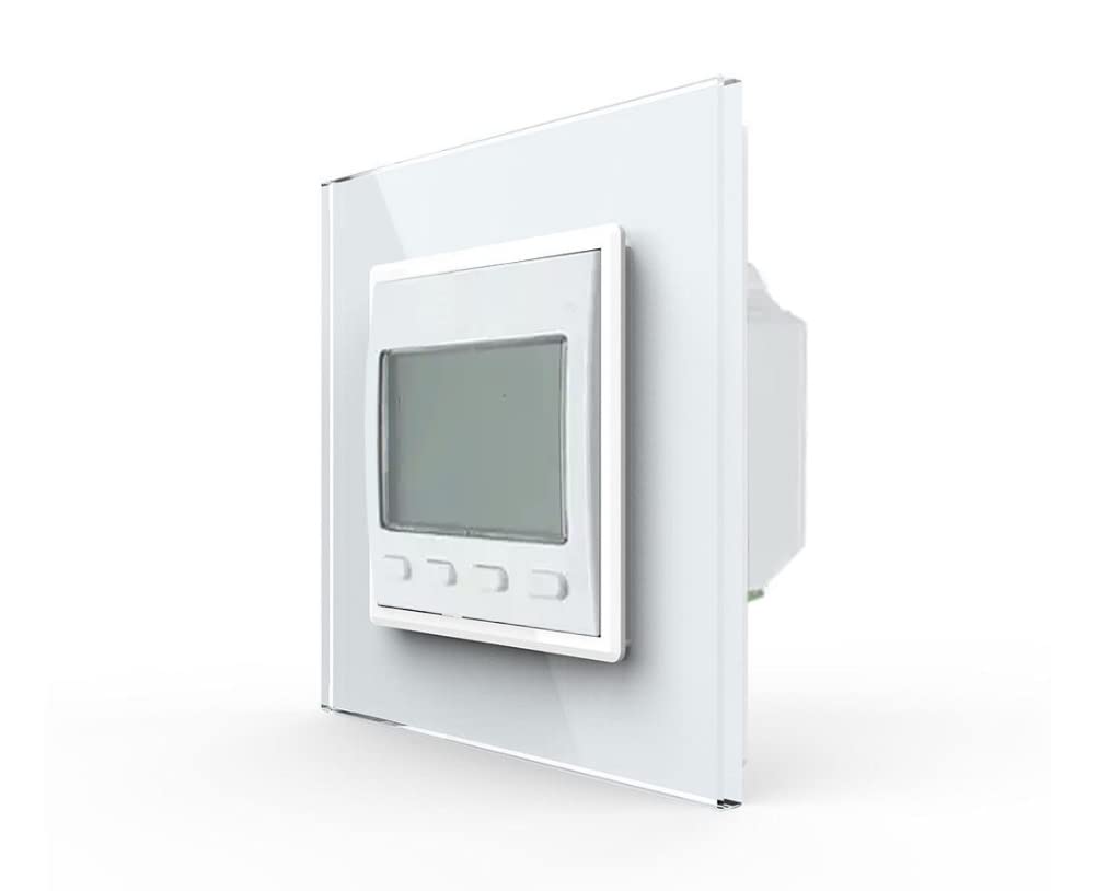 LIVOLO LCD Raumthermostat Thermostat Fußbodenheizung Weiß mit Glasrahmen für Fußboden Heizung Programmierbarer Wandthermostat Zeitpläne digitaler Display Raumtemperaturregler VL-Pro/SR-11-A