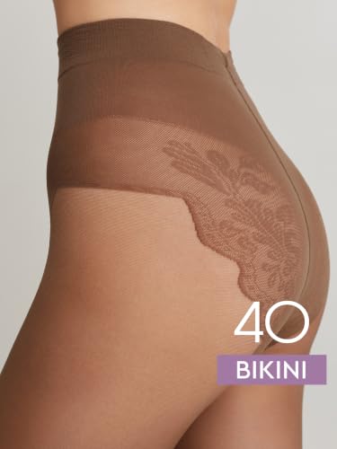 Image of Conte Women's Lace Top Patterned Panties Pantyhose Tights Bikini 40 Den