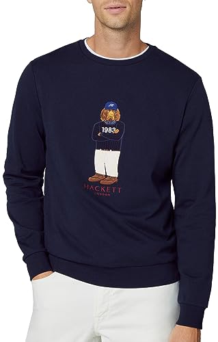 Hackett London Harry Logo Crew Sudadera, Azul (Marino), XL para Hombre