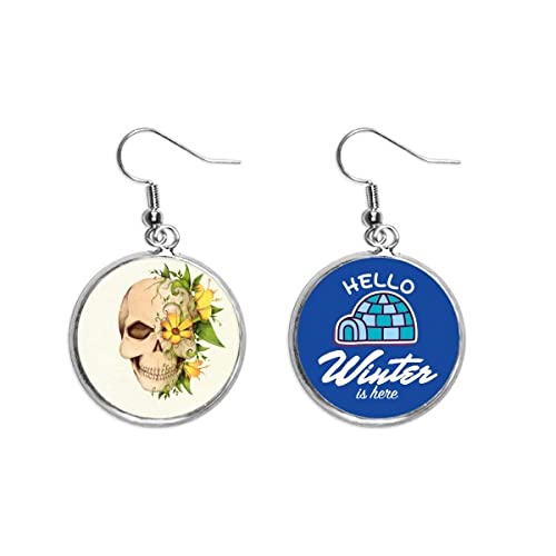 Calavera de flor pendientes ligeros de esqueleto que no pesan para orejas sensibles