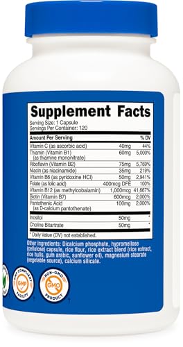 Image of Nutricost High Potency Vitamin B Complex 462mg, 120 Capsules - with Vitamin C - Energy Complex