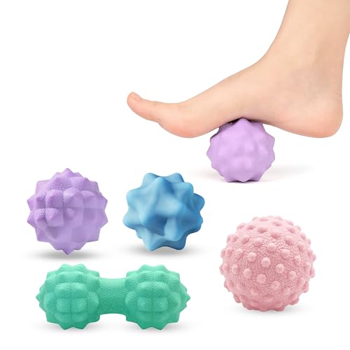 Set de 4 Pelotas de Acupresion - Pelota Miofascial y Pelota Fascitis Plantar para Automasaje, Alivio Dolor Muscular, Liberación Miofascial - Terapia Profunda Portátil