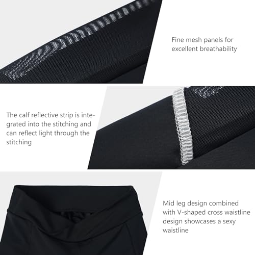 Santic Calça feminina de ciclismo acolchoada 4D cintura alta leggings de ciclismo de malha respiráve