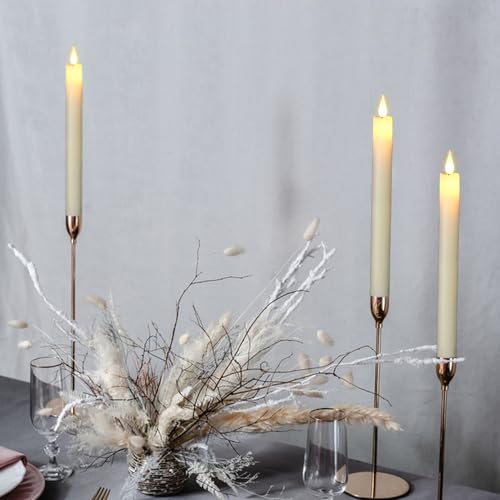 Image of Flameless Taper Candles with 2 Remote, Real Wax LED Taper Candles Battery Operated with Timer, 6 Pcs Flameless Candlesticks for Halloween Wedding Home Decor(Ivory, 0.78 inchx9.8 inch)