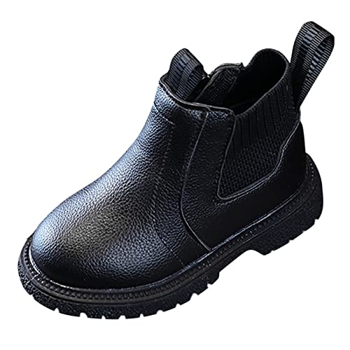 Kids Girls Ankle Bootie with Side Zipper Dress Boot Youth Toddler Waterproof Outdoor Fall Booties Leather Shoes