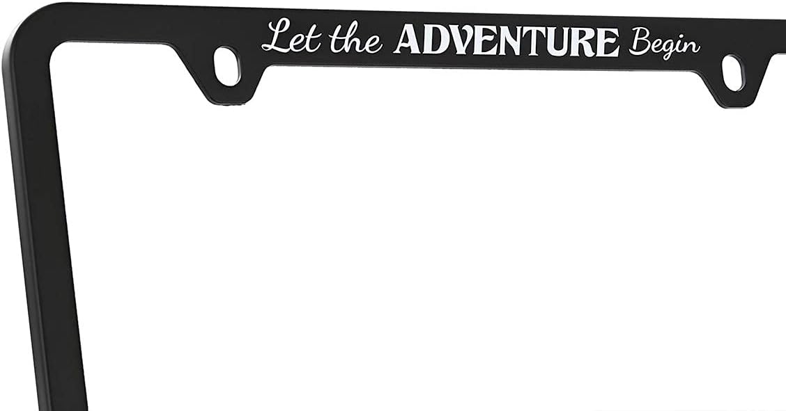 Jeep Black Plastic License Plate Frame Holder - Let The Adventure Begin
