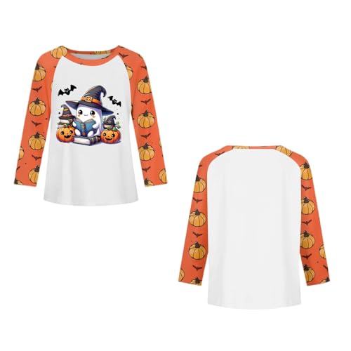 Shirt for Girls Witches Raglan 3/4 Sleeve Fall Fashion Shirts Loose Ghost Crew Neck Tops Cute 3/4 Length Sleeve Outfit2