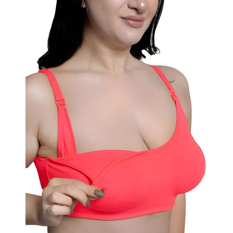 Inner Sense Organic Cotton Bamboo Feeding Bra for Women Full Coverage I Keyhole Back Design Nursing Bra for Women Without ...