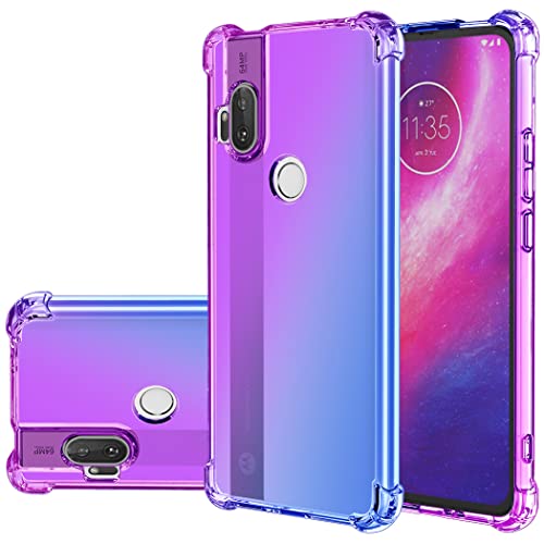 Gufuwo Funda para Moto One Hyper Case, para Motorola One Hyper XT2027 Ultrafina Degradé Antiarraños con TPU Flexible y Protección Antigolpes Funda Protectora para Motorola Moto One Hyper Morado/Azul