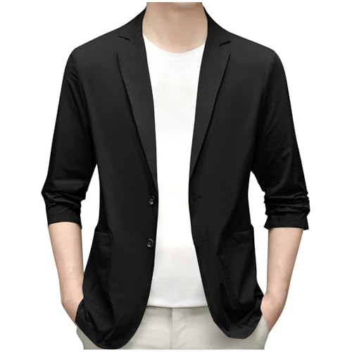 Men's Blazer Lightweight Sport Coats Casual Long Sleeve Notch Lapel Single Breasted Stretch Suit Jacket with Pockets