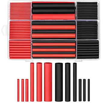 Ginsco 270Pcs 3:1 Shrink Ratio Dual Wall Adhesive Lined Heat Shrink Tubing Tube 6 Size: 3/8