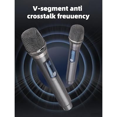 Wireless Microphone, Rechargeable Fixed Frequency Wireless Dual Microphone,Handheld Dynamic mic,Karaoke Singing, Weddings DJ,Party, Church, Classroom use, 200 feet, Gray.(2 Versions Randomly Shipped)