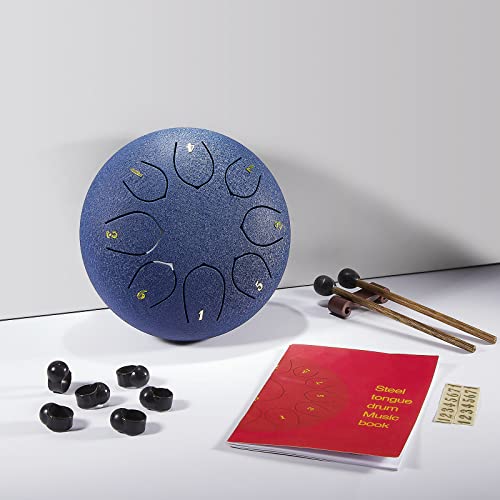 Zxzyhfty Steel Tongue Drum, 6 Inch 8 Note Steel Hand Drum With Bag, Music Book, Drumsticks, Mallet Holder And Finger Paddles, For Camping, Meditation Or Yoga .(Navy Blue) #TOP2