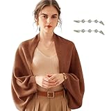 Fuxiqar Cashmere Wrap Scarf with Sleeves for Women Warm Shawl Sweater Scarf Cardigan -Shawls and Wraps with Two Shawl Clips (Caramel)