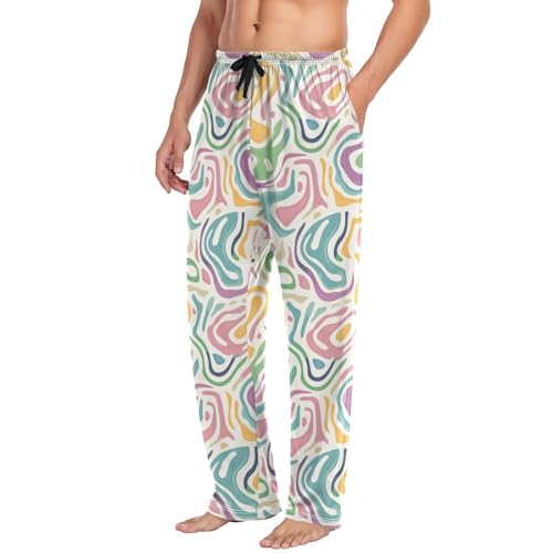 Colorful Print Men’s Pajama Bottoms Straight Leg Lounge Pants with Soft Touch Fabric4