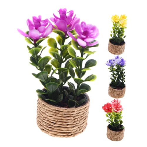 HYTROVE Miniature Dollhouse Plants Artificial Succulent Potted Flowers Set, Realistic