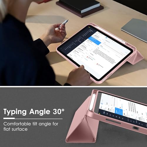 Image of ToaPoia Case for iPad (A16) 11 Inch 2025 /iPad 10th Generation 10.9 Inch 2022, Slim Trifold Stand Protective Cover with Pencil Holder and Soft TPU Back,Support Auto Sleep /Wake (Dark Salmon)