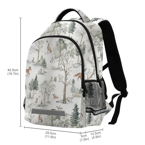 Watercolor Forest Scene with Fox Kid's Elementary Middle School Backpack for Son Daughter, Age 6-12 Back to School Backpack Bookbag Schoolbag for Boys Girls3