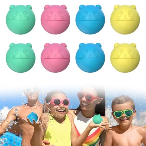 Bolas de água reutilizáveis de 8 peças, bolas de água recarregáveis selantes de enchimento rápido para crianças e adultos, brinquedos de verão adequados para exteriores, piscina, praia e festas