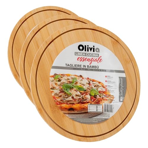 IPEA Planche à Découper Ronde en Bois pour Pizzas, Fromages, Salami - 30 cm - Planches à Découper Circulaire Polyvalente pour Couper et Servir des Apéritifs, du Pain et des Dégumes dans la Cuisine