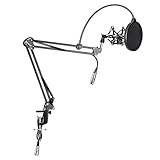 Este kit incluye: (1) NW-35 Soporte de micrófono con montaje de cable de XLR macho a hembra incorporado + (1) soporte amortiguado de metal +(1) montaje de mesa abrazadera +(1)NW(B-3) filtro parabrisas Pop máscara