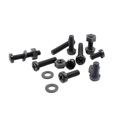 Miniatura 10 de Metric M6 Nylon Phillips Tornillos de cabeza cacerola Tuercas Arandelas planas Kit surtido (negro)