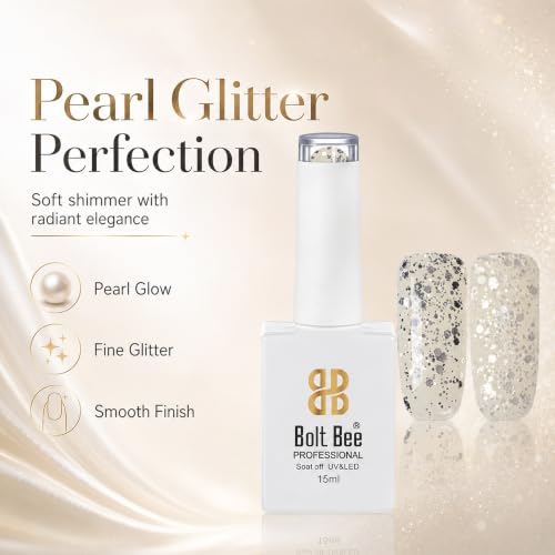 Image of BOLT BEE 15ML Gel Nail Polish 1Pc Clear Pink Glitter Nail Polish Soak Off UV LED Nail Gel Polish Nail Art Starter Manicure Salon DIY at Home, 0.5 OZ (1) (81)