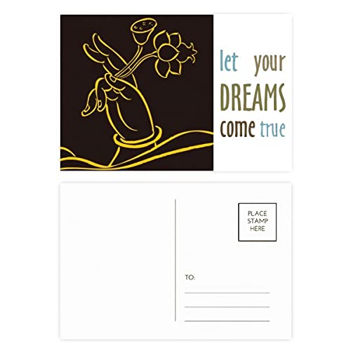 Cartes postales de remerciement Hand Lotus Dream Come True lot de 20 papeterie florale zen