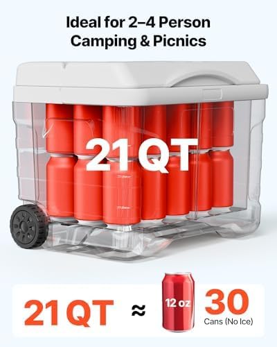 VEVOR Portable Cooler,Hard Cooler with Ice Retention, Heavy-Duty Handles and Strap, Lightweight Rigid Material Insulated Portable Cooler, Suitable for Family Picnics and Short Trips image 5