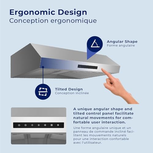 Image of Hauslane Range Hood 30 inch Under Cabinet,3-Way Venting Kitchen Range Hood | Heavy Duty Hood Range, Quiet Vent Hood | Dishwasher Safe Baffle Filters, Stainless Steel Range Hoods PS60