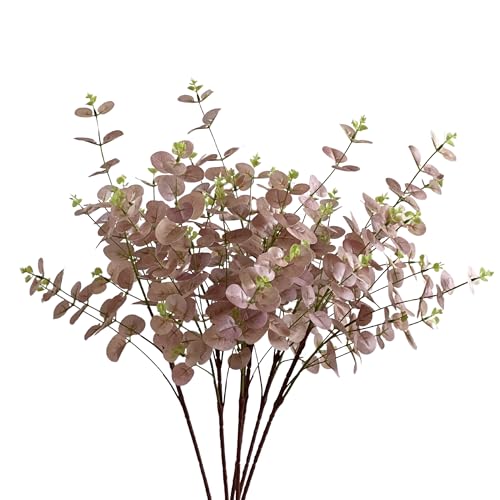 Lot de 3 branches d'eucalyptus artificielles réalistes de 85 cm - Facile à raccourcir pour plus de volume - Idéal comme branches décoratives pour mariage, salon, bureau - Facile d'entretien (vieux