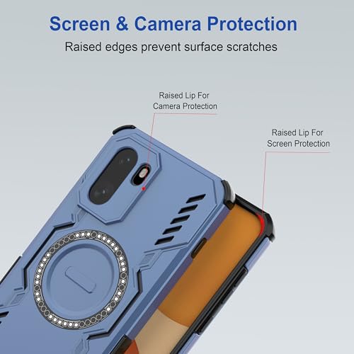 Image of amazon basics Back Case Cover for OnePlus 15R 5G | Magnetic Case with Built-in Metal Ring | Supports MagSafe Charger, Wallet & Car Mount | Shockproof Hybrid PC + TPU | Blue
