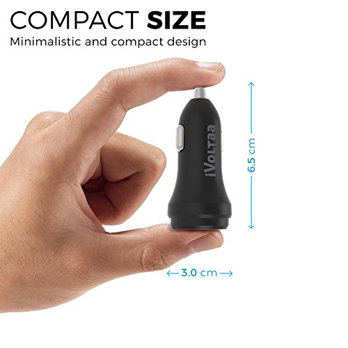 Image of iVoltaa 3.1A Dual Port Rapid Turbo Car Charger with Type-C Cable Quick Charge (Black)