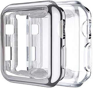 Upeak Compatible with Apple Watch Screen Protector Case Series 1/2/3 38mm, Soft TPU Protective Case Cover for iWatch 38mm, 2 Pack, Clear/Clear