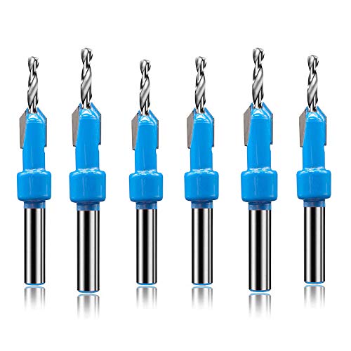 Wood Hole Drill Bit Timber Wood Working Countersink Drill Bit Set for Wood Screw Cutter with Hex Key Wrench Blue?6PCS)