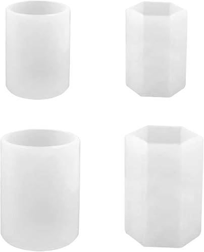 4 moldes de vela cilíndrica hexagonal, moldes de vela de pilar de silicona, moldes de resina epoxi para hacer manualidades, velas de aromaterapia